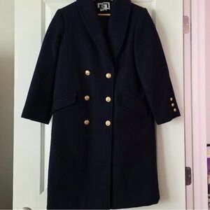 Elegant Navy Coat with Gold Buttons